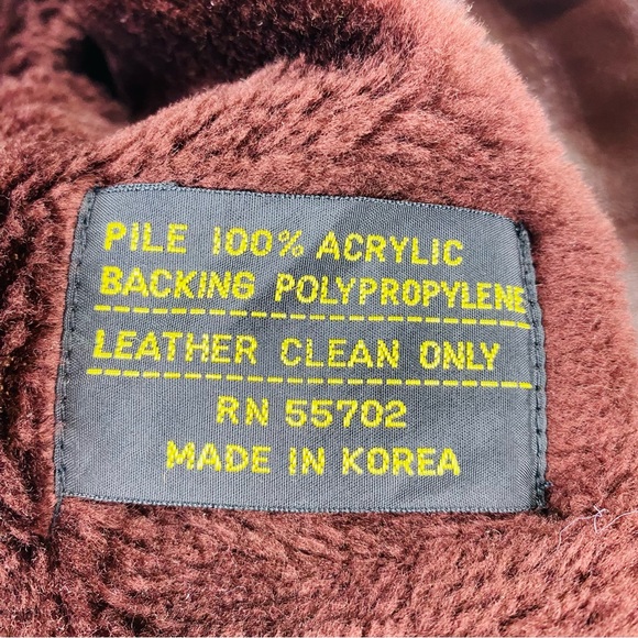 Rossano Collection Leather Jacket Mens 42 Brown Aviator Bomber Zip Fur Lined - Picture 4 of 10